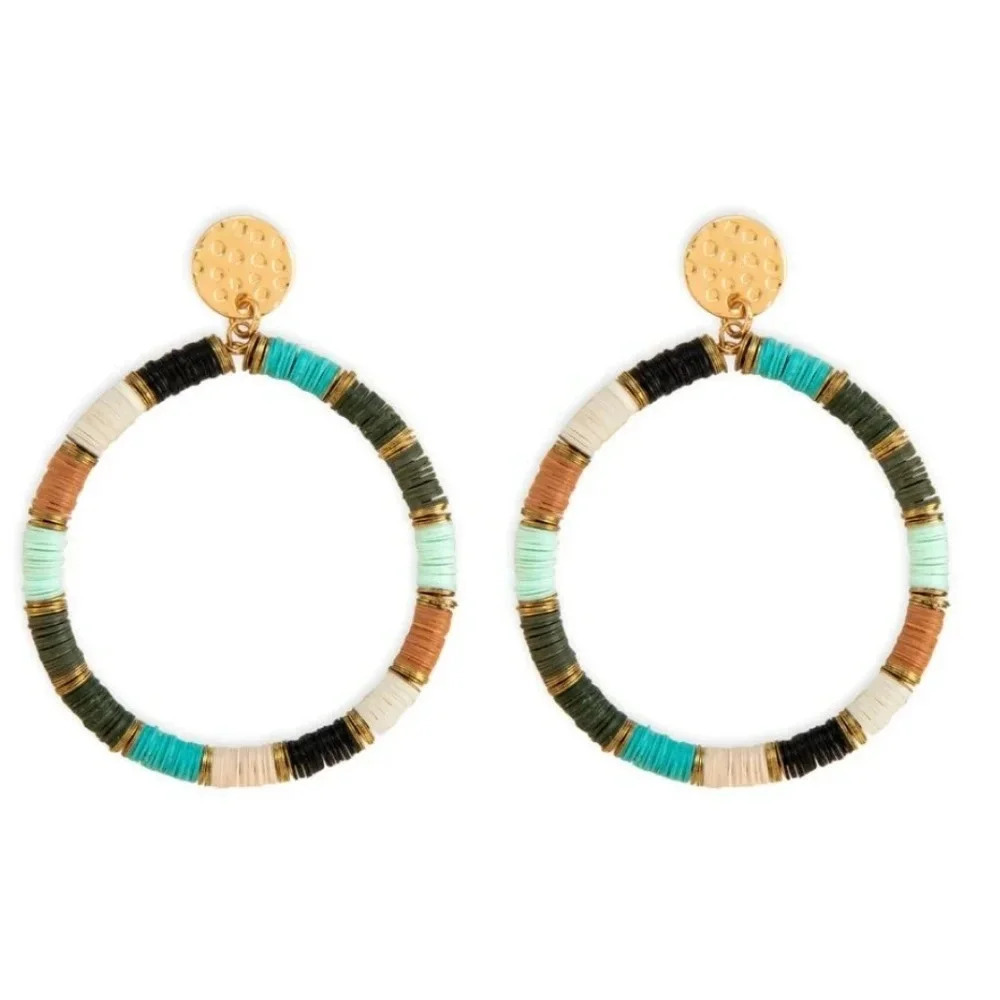 Myra Bag Boho Beaded Hoop Statement Earrings New 27$